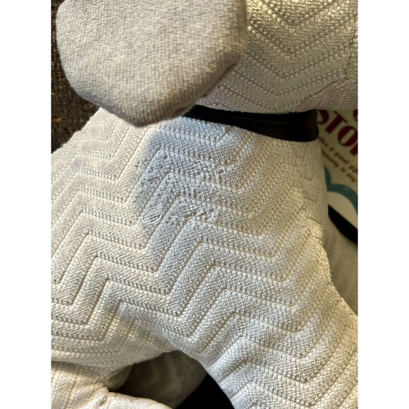 Grey Herringbone Striped Dog Stuffed Weighted Door Stop Begging New Tag Morgan - Picture 9 of 9